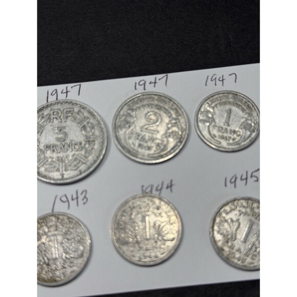 10 French Coins 1938 , 1940's 1960's - Picture 2 of 6